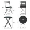 Bistro Table and Chairs Set, 3 Piece Foldable Patio Furniture Set, Outdoor & Indoor Bistro Set for Patio Balcony Porch Poolside, 2 Chairs and 1 Table - 2 of 4