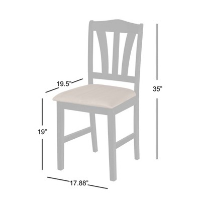 White Rubberwood 5-Piece Dining Set with Beige Microfiber Seats
