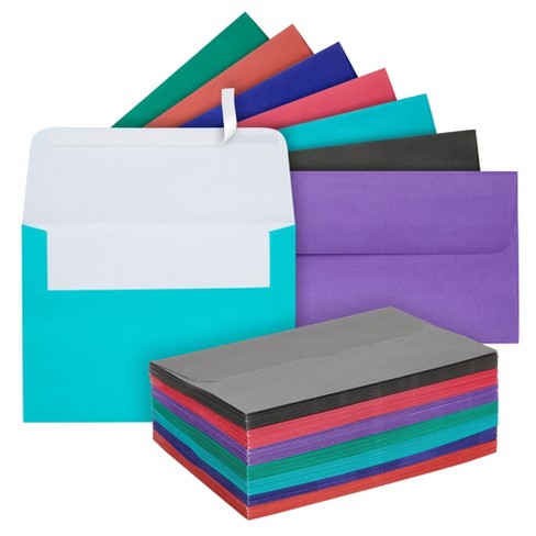 100 Pack A4 Envelopes - 4.25 x 6.25 Inches - Square Flap Photo Envelopes - Invitation Envelopes for Wedding Invitations - 100gsm, Assorted Colors