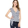 Allegra K Women's V Neck Sleeveless Self Tie Wrap Front Dotted Blouse - 2 of 4