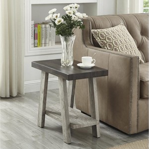 Vynxaria 2-Tone Side Table Weathered Walnut Top and Light Gray Base, Manufactured Wood, 14"Wx23.5"Dx22"H, Under-Shelf Storage - 1 of 4