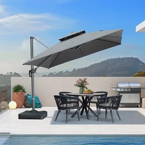 PURPLE LEAF Outdoor Cantilever Umbrellas with Base Large Patio Umbrella Offset Umbrella 360 Degree Rotation - 1 of 4