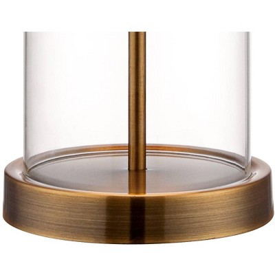 26" Gold and Clear Glass Fillable Table Lamp with White Drum Shade