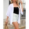 Clearlove Women's Chiffon Cardigan Sheer 3/4 Sleeve Open Front Wraparound Cover-Up Lightweight Cape Sleeve Beach - 4 of 4