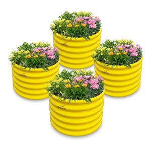 24 x 24 x 18 in. Galvanized Steel Round Outdoor Raised Garden Beds Eco-Safe Metal Kids Planter Box (4-Pack) - 1 of 4