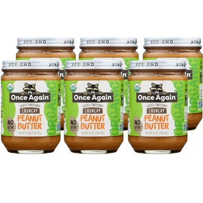 Once Again Organic Lightly Sweetened Crunchy Peanut Butter - Case of 6/16 oz