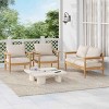 3 PCS Patio Chat Set, 2 Single Chairs and 1 Loveseat with Wide Armrests, Chair with Acacia Wood Frame with Polyester Cushions-Coolbibila - 2 of 4
