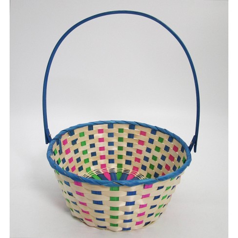 11" Bamboo Easter Basket Cool Colorway Blue with Pink Mix - Spritz™ - image 1 of 3