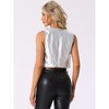 INSPIRE CHIC Women's Holographic Crop Sleeveless Metallic Vest - 4 of 4