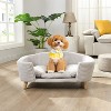 Lirago 30.25" W x 21.75" D x 14" H Corduroy Pet Couch Rubber Wood Legs with Removable cushion Nonskid Bottom Small Size Beige - 3 of 4