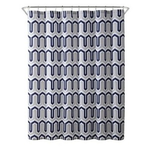 LunaLulinlk Navy Geometric Polyester Shower Curtain - 1 of 4