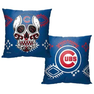 MLB Chicago Cubs Candy Skull Throw Pillow 18x18 Inches - 1 of 4