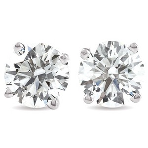 Pompeii3 1.50 Ct Round Cut Natural Diamond Studs in 14K White or Yellow Gold - 1 of 4