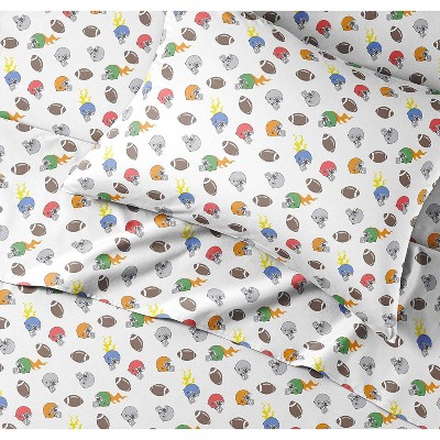 Full Football Print Microfiber Deep Pocket Sheet Set