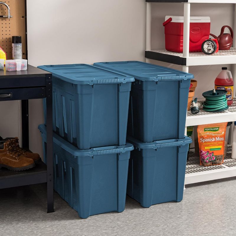 IRIS USA 4Pack Heavy Duty Storage Plastic Bin Tote Container with Easy-Grip Handles, Durable, Black, 3 of 8