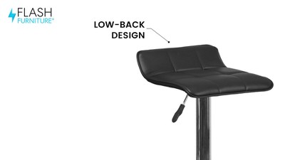 White Vinyl Adjustable Swivel Backless Barstool with Chrome Base