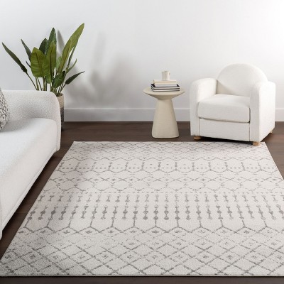 Gray Synthetic Moroccan Trellis 10' Square Area Rug