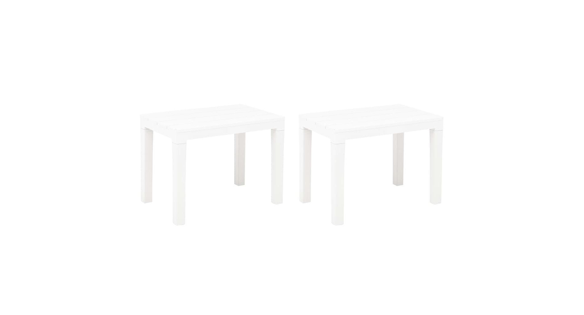 Garden Bench Set of 2 White Plastic Medium Lightweight
