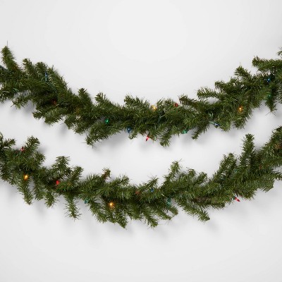 9' Pre-lit Artificial Pine Christmas Garland Multicolored Lights - Wondershop™