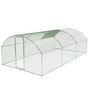 Large Metal Chicken Coop with Waterproof & UV-Resistant Cover – Walk-In Poultry Cage with Lockable Door, Dome Roof, 9.8×13.1×6.6 ft - 1 of 4
