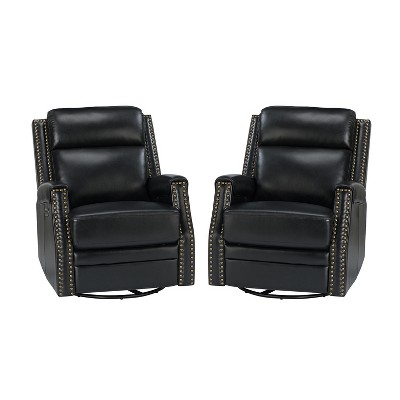 Set of 2 Hieronymus Genuine Leather Power Rocking Recliner with Tufted Design | ARTFUL LIVING DESIGN