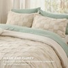 Queen Size Beige Boho Tufted Bed Set, Checkered Farmhouse Shabby Chic Comforter 2 Pillow Shams - 2 of 4