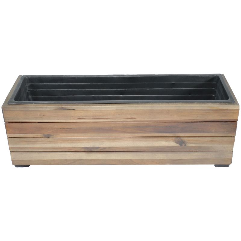 Sunnydaze Indoor/Outdoor Rectangle Acacia Wood Planter Box with Plastic Liner - 24.25", 6 of 9