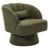 Modern Swivel Barrel Accent Chair, 360 Degree Velvet Upholstered Armchair with Striped Backrest & Plush Padding - 3 of 4