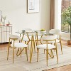 Okak 35.4/47/70IN Round Tempered Glass Dining Table for 4 People, Space-Saving Kitchen Table with Metal Leg, Dinner Table for Dining Room, Living Room - 3 of 4