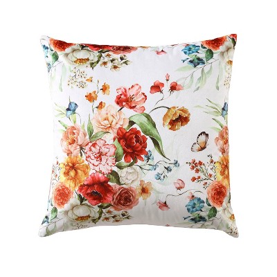 18"x18" Carina Printed Velvet Square Throw Pillow Gold/White - Crescent & Starlight: Reversible, Indoor, Zippered