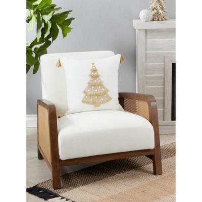 Saro Lifestyle Christmas Tree  Decorative Pillow Cover, Gold, 18"