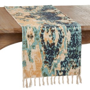 Saro Lifestyle Distressed Rug Runner, Aqua, 16" x 72" - 1 of 4
