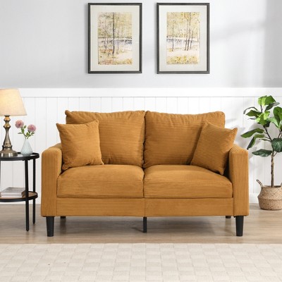 57 " High Resilience Loveseat Sofa with Wooden Frame for Small Space Living Room, Bedroom Apartment Small Space ,Orange
