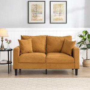 57 " High Resilience Loveseat Sofa with Wooden Frame for Small Space Living Room, Bedroom Apartment Small Space ,Orange - 1 of 4