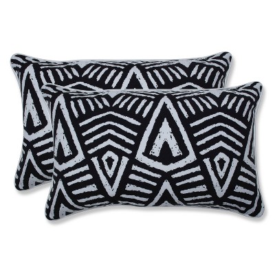 2pk Geometric Dimensions Rectangular Throw Pillows Black - Pillow Perfect