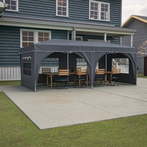 Sturdy 10'x20' Waterproof Pop Up Canopy Tent with 6 Sidewalls, Adjustable Heights, Carry Bag, Sandbags, Ropes & Stakes for Outdoor Events-Coolbibila - 1 of 4