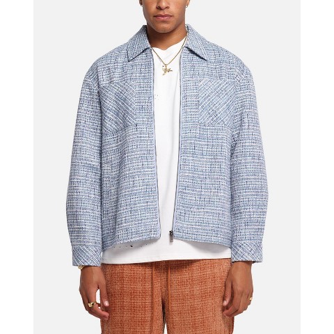 XXIII Mens Boucle Tweed Zip Jacket - Teal/Blue/Purple M