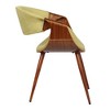 FurniFact,Mid-Century Dining Chair in Walnut Finish with Green Fabric Upholstery - 3 of 4