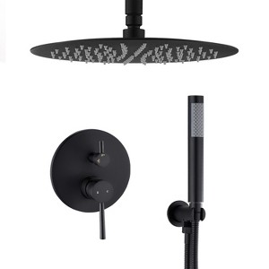 PROOX 2-Handle 2-Spray Round High Pressure Shower Faucet with 10 in. Ceiling Shower Faucet Set - 1 of 4