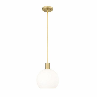 Olde Brass and White Glass Globe Pendant Light