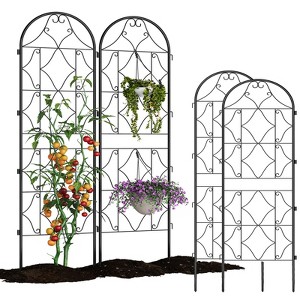 GustoWave Garden Trellis - Tall 75 Inch x 20 Inch Metal Trellis | Rustproof Black Powder Coated Outdoor Plant Support | Patio Decor - 1 of 4
