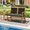 Tangkula Patio Rattan Glider Bench Swing Gliding Rocker for 2 w/ Acacia Wood Frame - 2 of 4