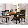HomeStock 7-Piece Oval Black and Cherry Finish Solid Wood Top Dining Table with 6 Chairs with Slat Back - 2 of 4
