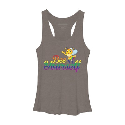 Adult Design By Humans Bee Yourself Rainbow Pride By AmusingDesignCo Racerback Tank Top