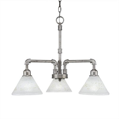 Toltec Lighting Vintage 3 - Light Chandelier in  Aged Silver with 7" Gold Ice Shade