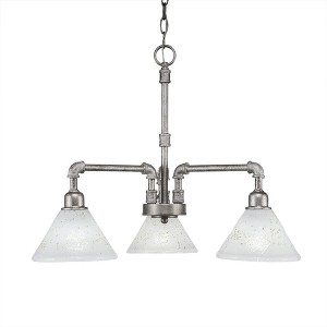 Toltec Lighting Vintage 3 - Light Chandelier in  Aged Silver with 7" Gold Ice Shade - 1 of 1