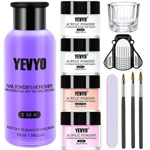 YEVYO Acrylic Nail Kit , 4 Color Acrylic Powder With Clear, Nude, Pink, and 1.96OZ (58ml) Monomer Set - 1 of 4