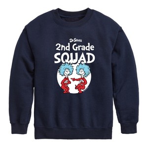 Boys' - Dr. Seuss - 2nd Grade Squad Thing 1 and Thing 2 Graphic Long Sleeve Fleece Sweatshirt - 1 of 4