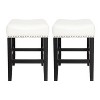 Set of 2 Bar Stools Backless Counter Stools Dining Chairs Pub Kitchen Stools, Leather -ModernLuxe - 2 of 4