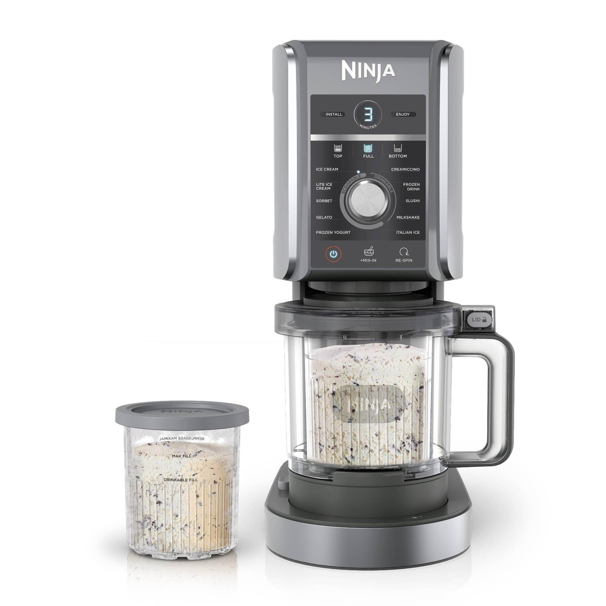 Ninja CREAMi XL Deluxe 11-in-1 Ice Cream and Frozen Treat Maker Silver: Ice Cream Maker, 800W, Yogurt & Sorbet, Dishwasher-Safe
